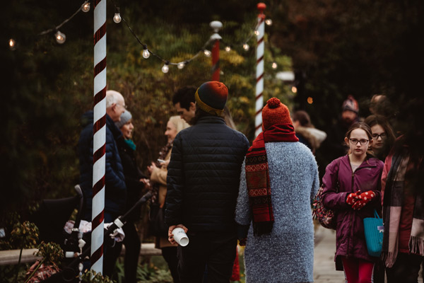couple walking around christmas markets