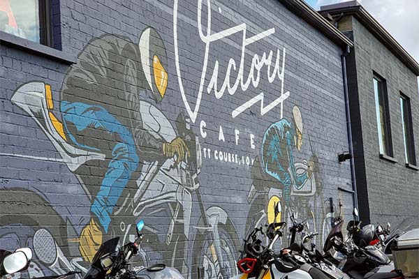 The painted exterior of the Victory Café on the Isle of Man