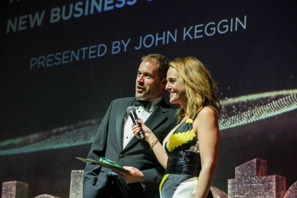 John Keggin presenting the New Business award