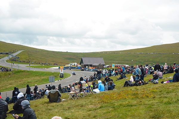 View from the roadside at the Bungalow, Laxey. Isle of Man TT