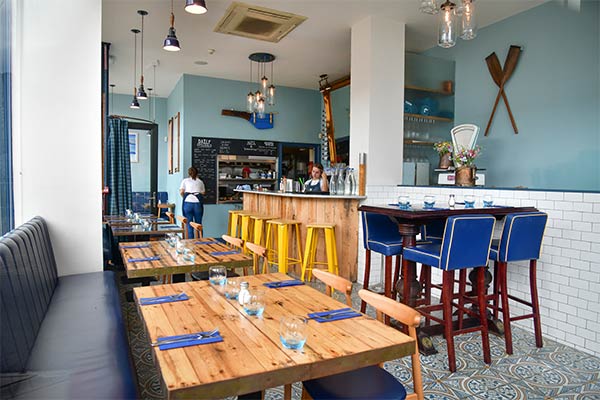The stylish interior of the Little Fish Café on the Isle of Man