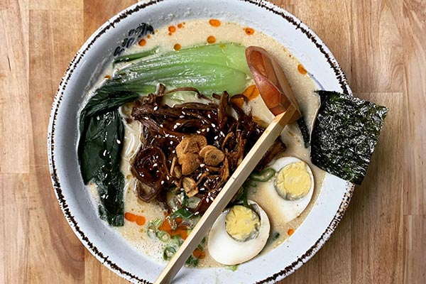Close up of a ramen