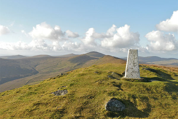 The pinnacle of Snaefell on the Isle of Man