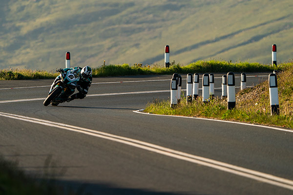 Michael Dunlop taking a corner during the Isle of Man TT in 2023